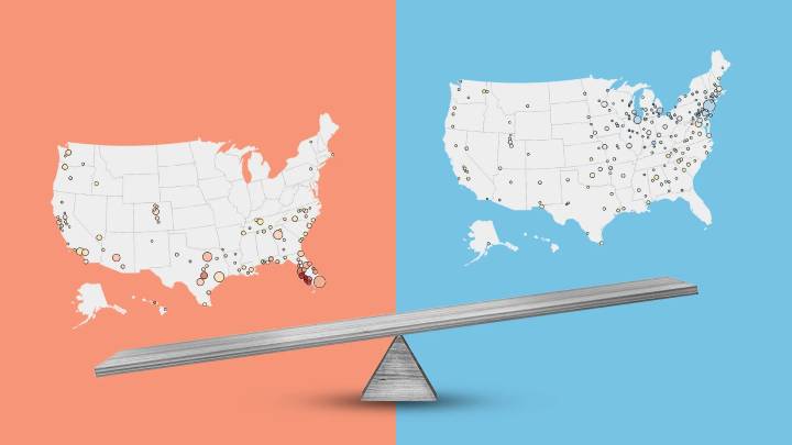 Housing market split: Home prices falling in 105 metros, rising in 195