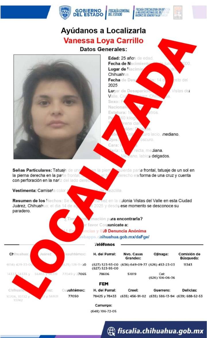 Localizan a mujer desaparecida en Vistas del Valle