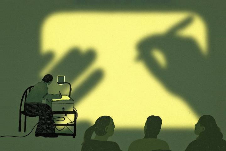 For overhead projectors, the lights have dimmed