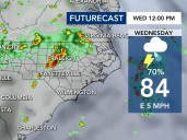 Repeat rain on Wednesday shows all-day chances of showers, storms