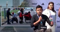 Denuncia deportista en silla de ruedas mal estado de calles de CDMX en premiación del maratón frente a Clara Brugada