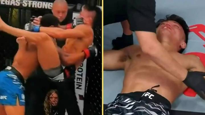 UFC fighter ‘glad to be alive’ after insane powerbomb KO fans are calling Knockout of the Year leaves him unconscious