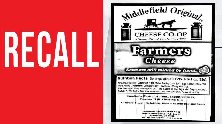 Over 5,000 pounds of cheese sold in Ohio recalled due to possible Listeria contamination