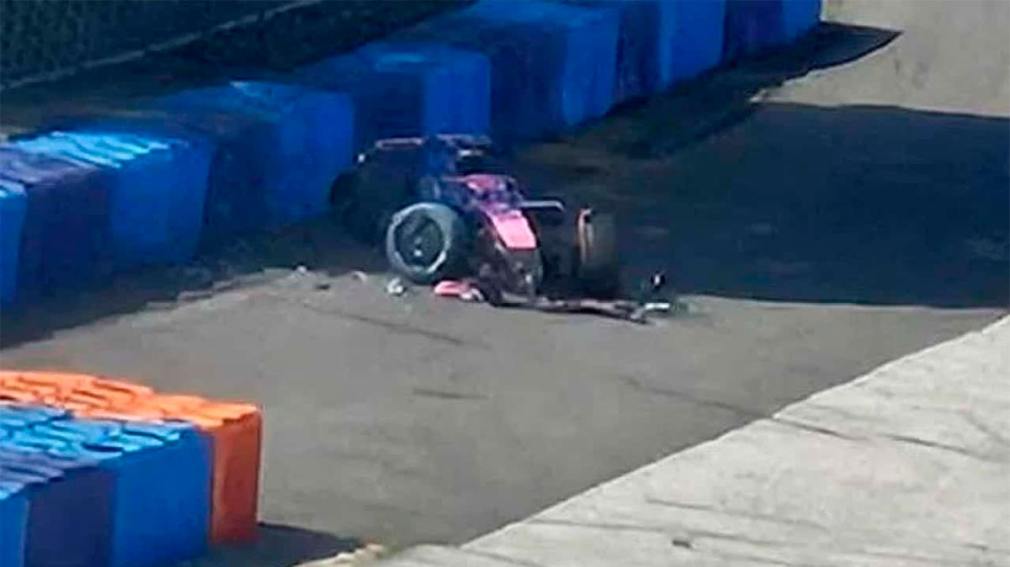 Colapinto sufrió un fuerte accidente durante los test de la Fórmula 1 en Hungría y debió ser atendido por los médicos