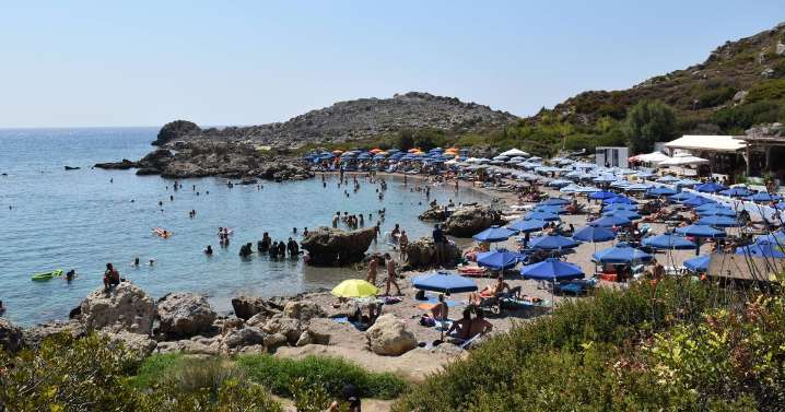 Greek resort so overcrowded there are sunbeds in the sea