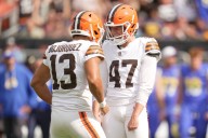 Shedeur Sanders struggles, Tyler Huntley leads Browns to last
