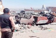 Arequipa: Bus se despista y cae sobre una vivienda