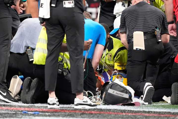 Lions-Falcons game suspended after defensive back carted off by ambulance