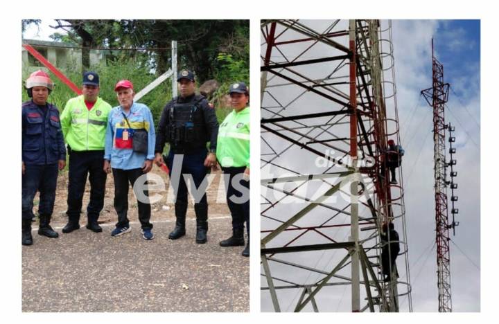 Adulto mayor trepó una torre de telecomunicaciones en Anzoátegui con intenciones de quemar una bandera de EEUU