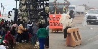 Tráiler cargado de pavos se volcó en la Panamericana Sur y desató un saqueo en Cañete