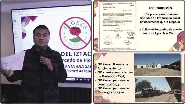 Exhibe edil de Huejotzingo ilegalidades e irregularidades en Mercado de las Flores
