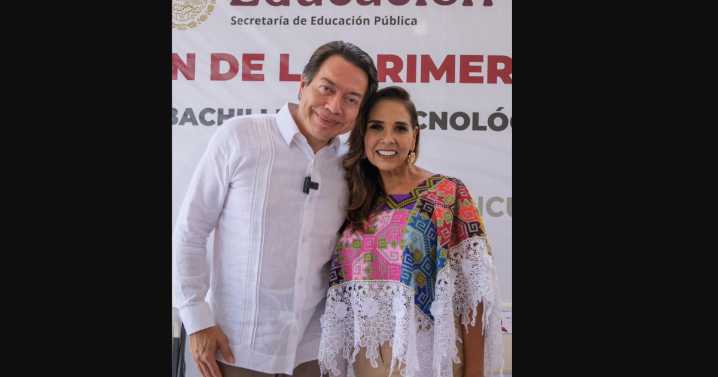 Mara Lezama y Mario Delgado colocan primera piedra del CBTIS 301 en Cancún