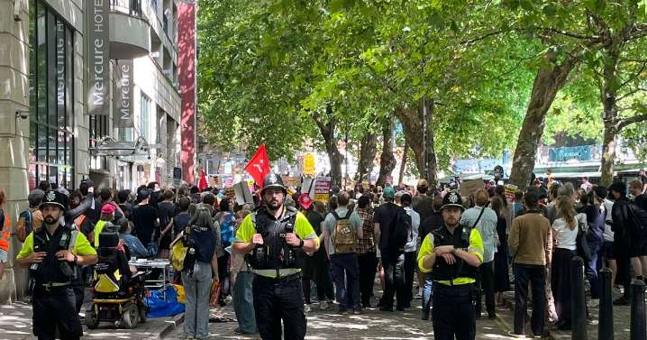 Live: Large police response to hotel protest in Bristol city centre