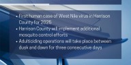 West Nile case reported in Harrison County, officials ramp up mosquito control efforts