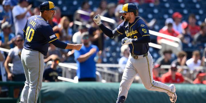 Turang homers twice as the Brewers pound the Nationals 14-3 for a sweep of their season series