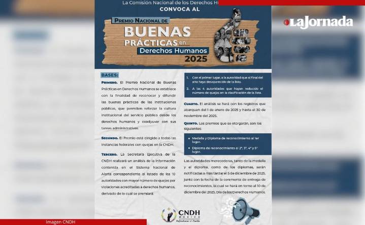 Emite CNDH convocatoria para nuevo galardón