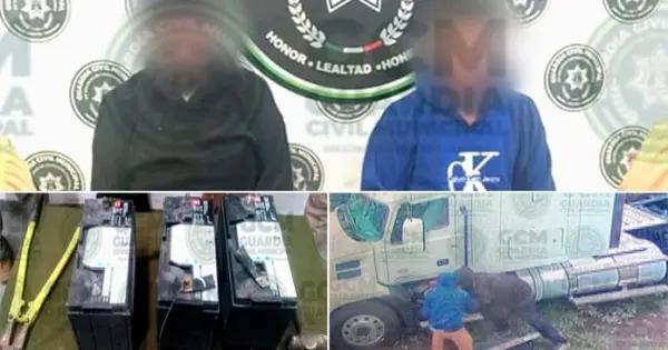 Hampones hurtaban baterías de tráilers