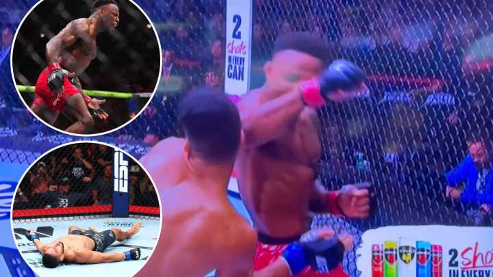UFC 319: Watch Brit Lerone Murphy KO Aaron Pico with INSANE SPINNING ELBOW before demanding title shot from Dana White