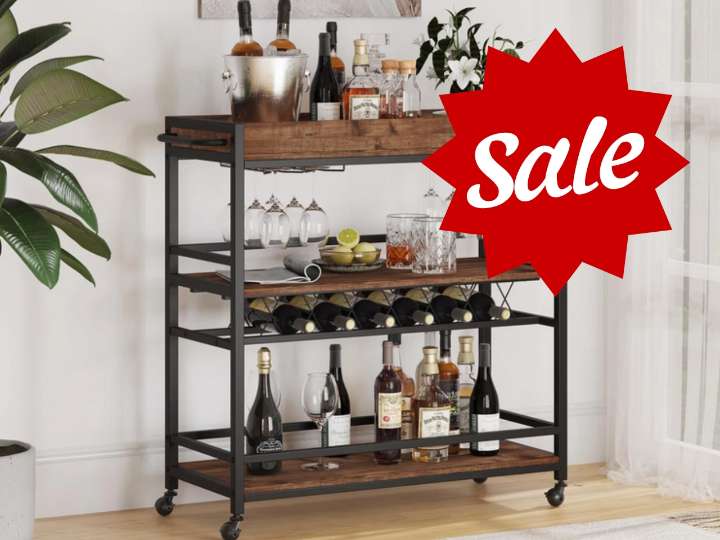 Bar cart with wine rack: $144 Wayfair sale on premium storage piece