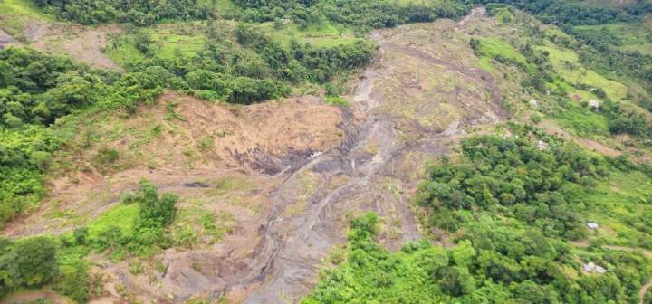 Monitoreo aéreo por deslizamiento de tierra en Paya, Boyacá