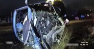 Two miraculously survive as speeding Mercedes driver leaves cars mangled wreck
