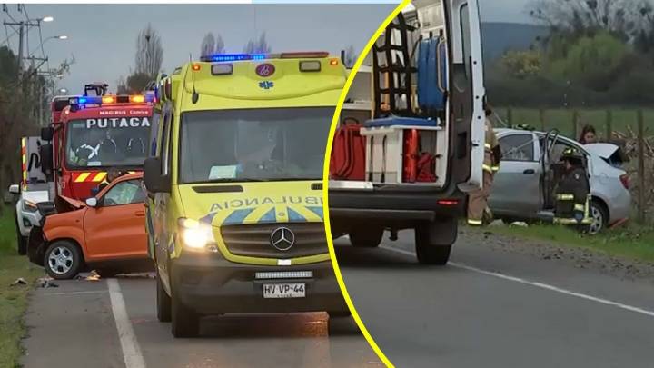 Cortan ruta 5 Sur tras accidente en Villa Alegre: Tres lesionados luego de choque frontal entre dos vehículos