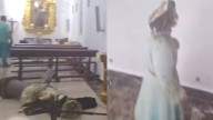Una mujer con un brote vandaliza la parroquia de Yeles y destruye varias imágenes
