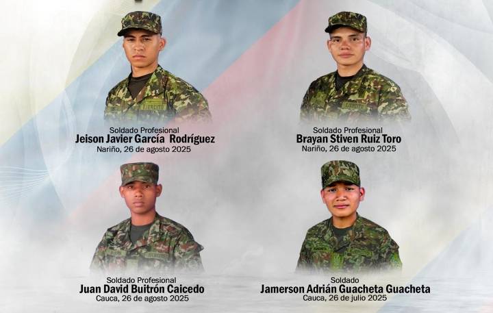 Ejército exige la liberación inmediata de cuatro soldados secuestrados en Cauca y Nariño
