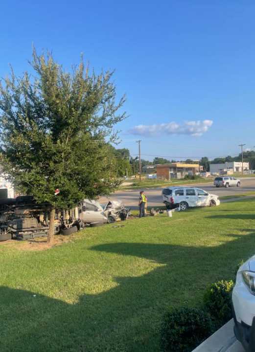 Crash on Old Jacksonville Highway flips vehicle onto its side