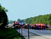 All lanes closed after tour bus rollover on I