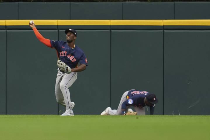 Astros outfielder Taylor Trammell carted off from game vs. Tigers after crashing into fence