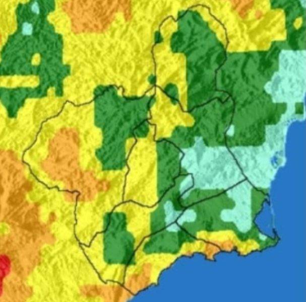 Riesgo alto de incendio forestal este lunes en varias zonas de la Región de Murcia