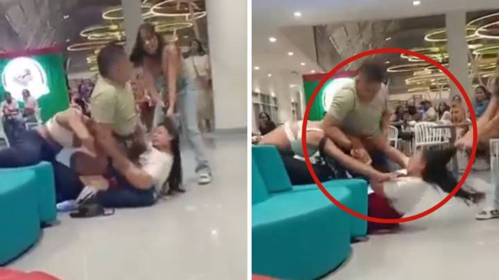Mujer descubre a su esposo con su amante y junto a su hija decide pelear con ella en centro comercial