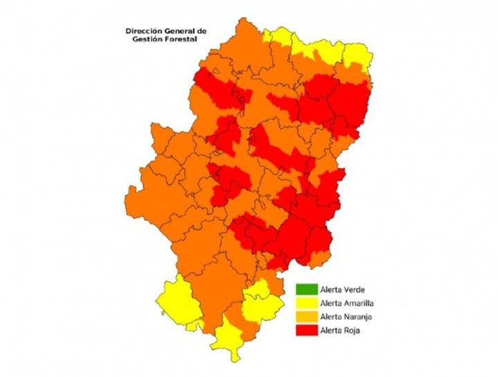 Aragón reduce ligeramente el riesgo de incendios pero mantiene la alerta roja en ocho zonas