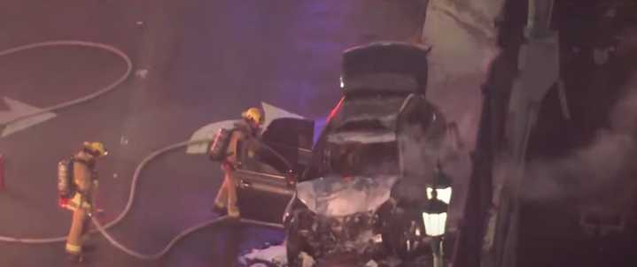 Fiery 10 Freeway Chase Ends in Multi-Car Crash, Five Injured After Suspects Toss Batteries