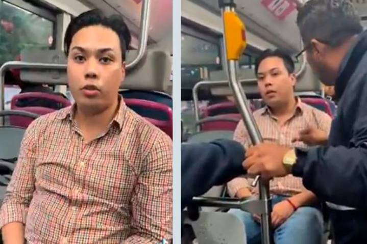 Lord Metrobús: Indigna a redes por ocupar dos asientos en el transporte