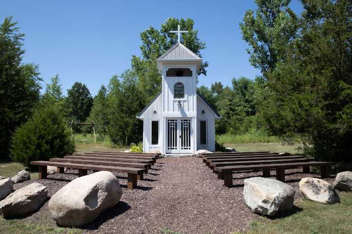 This tiny, hidden chapel is tucked behind alpacas and emus on charming Michigan farm