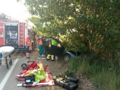 Herida una mujer al salirse de la vía su coche en Cella
