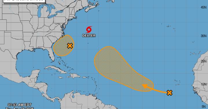 Tropical Storm Dexter weakens, two disturbances may form