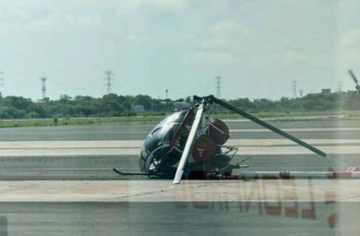 Helicóptero sufre accidente en Aeropuerto de Ciudad del Carmen, Campeche