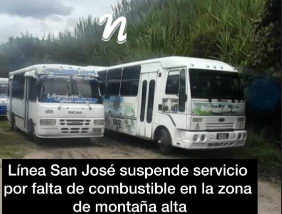 Línea San José suspende su servicios por falta de combustible en zona de montaña alta