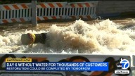LADWP crews continue water service repairs in Granada Hills, Porter Ranch after pipe unexpectedly burst during weekend work