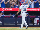 Veteran righty gives up one run to help spearhead Jays to a 2
