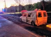 Villa de Merlo: se incendió un vehículo en ruta provincial 5 por un desperfecto mecánico
