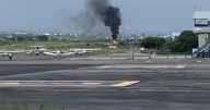 Avioneta se incendia al aterrizar en Cuernavaca, Morelos