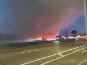 Firefighters battle blaze at vacant shopping center