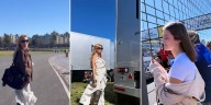 El domingo de Nicole Neumann en el autódromo con Manu Urcera: de botas y vestido acompañada por sus hijos
