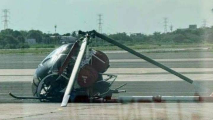 Helicóptero colapsa en aeropuerto de Campeche