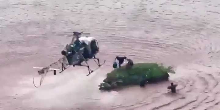 VIDEO: Indian Army helicopter conducts heroic rescue during flooding