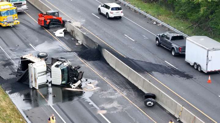 Truck rollover shuts Route 22 in both directions through Bethlehem area